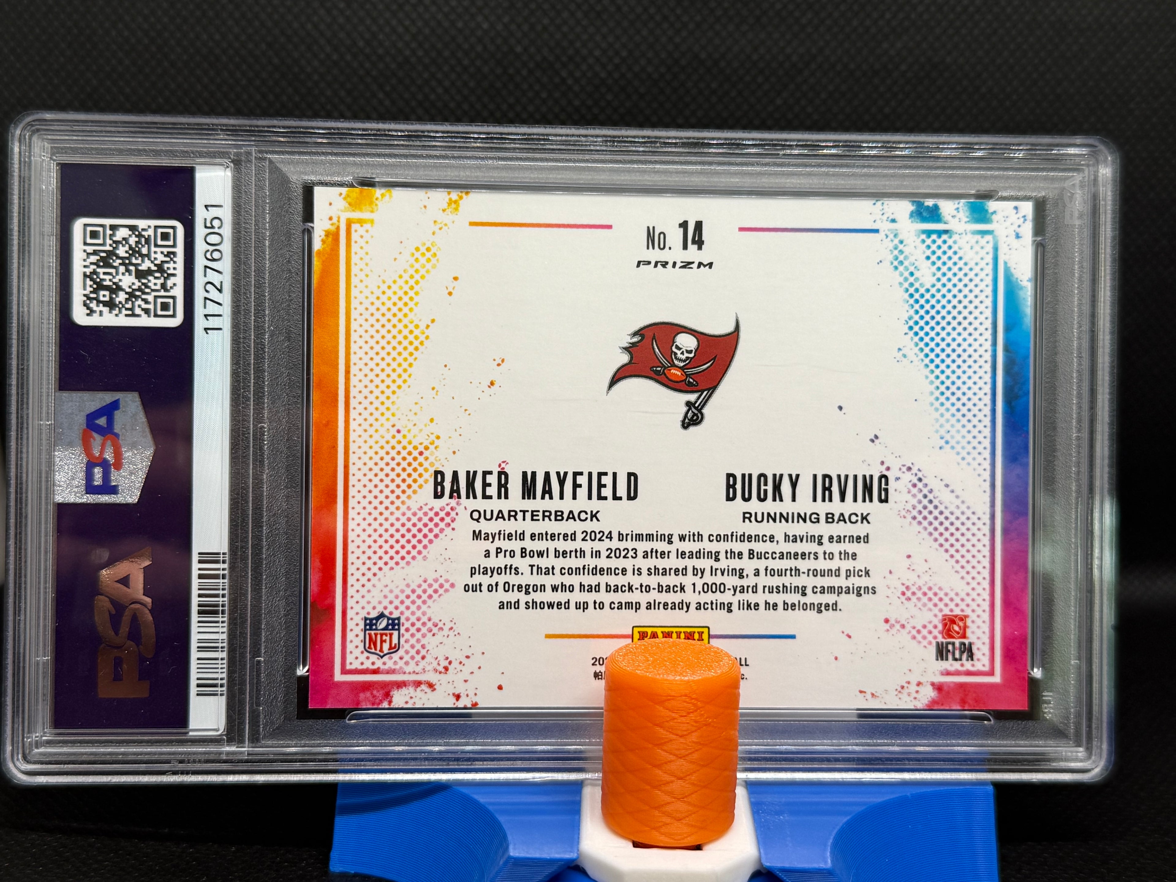 2024 Prizm Dual Color Blast Baker Mayfield and Bucky Irving PSA 10